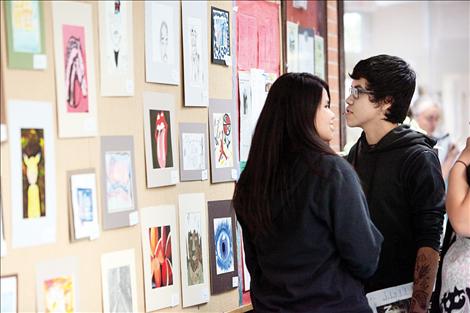 Two Eagle River School art wall