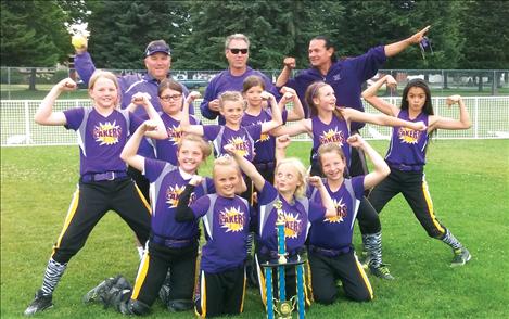 The Polson Lil’ Lakers ASA 10U fastpitch team came home from Spokane as champions of the 2014 SGFSA Summer Classic Tournament. Team members include, front from left, Kallie Finkbeiner, Ashlynn DePoe, Katelyne Druyvestein and Alexys Orien. Middle row, from left are Coach Ken Druyvestein, Taylor Holm, Elizabeth Scabbyrobe, Lucy Violette, Gi