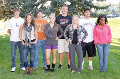 Polson High School’s 2012 homecoming candidates are (left to right) Dylan Kelley, Shalaina Duford, Colton Lenz, Anna DiGiallonardo, Riley Sampson, Chelsea Chowning, Marlin Burke and Berenda VonLewis. The king and queen will be crowned at halftime of the Polson Pirates’ homecoming football game against Whitefish at 7 p.m. Friday, Sept. 28. 