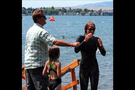 Tana Seeley finishes her swim.