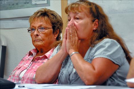 City Councilmembers Marlene Melton and Ellen Kaphammer look concerned during a discussion about the hiring process for Ronan police chief. 