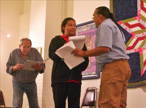 Keith Conway, Mars Sandoval and Bill Swaney act out “Frog’s Dance.”  