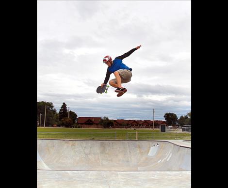 Bradley Pichler flies through the air at this year’s Skate Jam.