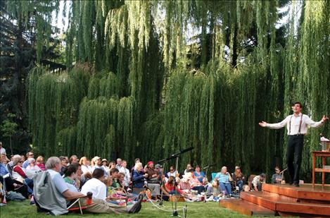Orlando, played by Nate Cheeseman, opens the play with a speech surrounded by willow trees in Palmer Park.