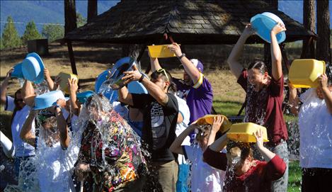 Some using bedpans, students in the Salish Kootenai College nursing program douse themselves. They challenged all other nursing programs and program directors in Montana to the icebucket challenge for ALS. Maria Williams, SKC nursing department, said 16 students and Nursing Director Katherine Willock participated in the icy challenge on Sept. 4. 