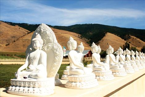 Visitors took laps around 1,000 Buddha statues. 