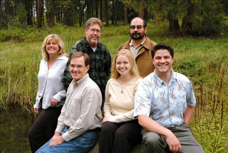 The original Valley Journal partners in 2004 were, front row from left, Jim Blow, Summer (Beeks) Goddard and Boone Goddard; back row, from left, Linda Sappington, Chuck Lewis and Bernie Azure.