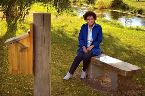 Vivian Aylesworth had a  bench set in honor of her husband, the late Art Aylesworth, in Ronan’s Bockman Park with a bluebird nesting box nearby.