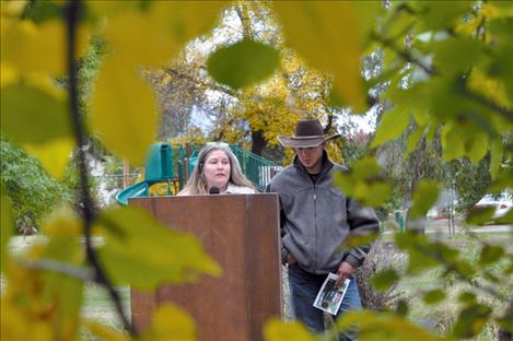 Karla Colclough is supported by son Jason Colclough,  as she tells of her son Jacob, who was killed while on active duty for the National Guard. 