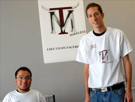 Mack Mackwani, left, and Eric Delphy opened MT Wireless on Main Street Polson last week.