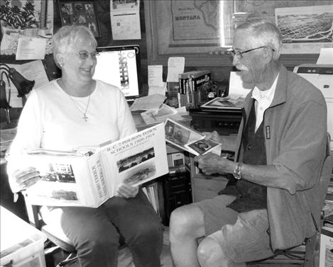 Joyce Decker Wegner and Glenn Timm of the Flathead Reservation Area Historical Society work together on the Lake County School History book. The book has since published and is now available for purchase.