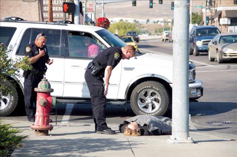 Polson Police Officers respond to a pedestrian struck by an SUV on the corner of Highway 93 and First Street East at about 11:30 a.m. Sept. 28. The woman was transported to Providence St. Joseph’s Medical Center. An eye witness reported the driver of the SUV was “giving the victim what for.” The incident is being investigated by Flathead Tribal law enforcement.