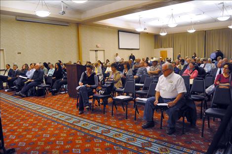 A crowd attended the negotiating session held Oct. 17 in Polson.