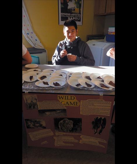 Ronan High School Culinary Arts students share samples of Pemmican ("Wasna").