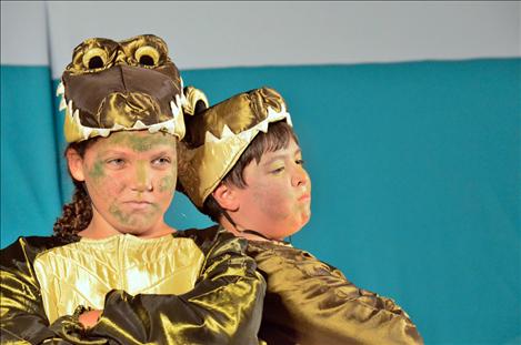 Sajada Lee and Jace Matt play crocodiles in the MCT play in Mission. 