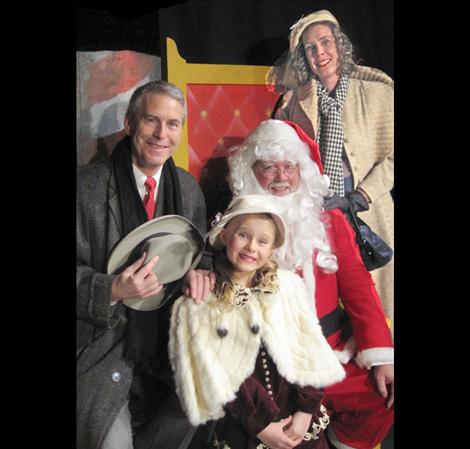 David King, Kaycee Wright, Dana Grant and Heidi Sedivy perform in the Port Polson Players’ production of “Miracle on 34th Street,” which opens Dec. 5.