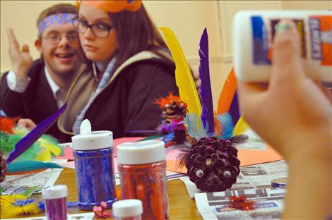 Mission Mountain Enterprise residents and Kicking Horse Job Corps students created pinecone turkeys. 