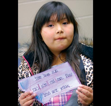 Lovelei Charlo is proud of her poem.
