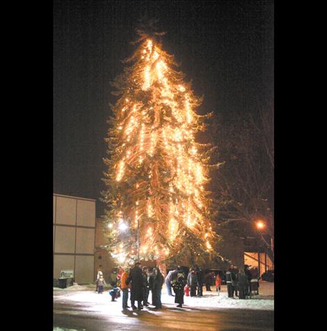 The Polson Christmas tree glows in the dark.