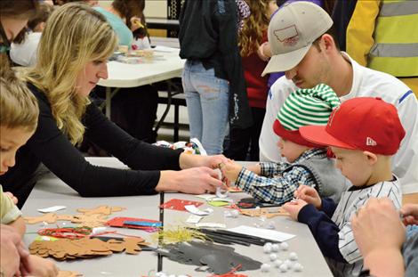 The Mission Valley Ambulance Service supplies craft items for folks to make holiday decorations.