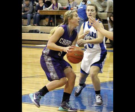 Lady Viking Mikaylan Roylance zeroes in on her shot.