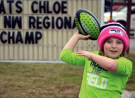 Linda Sappington/Valley Journal Chloe Davis of Ronan is the NFL regional Punt, Pass & Kick champion for her age group.