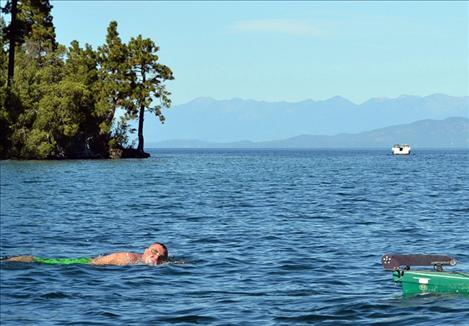 Flathead Lake provides year-round, open-water swimming access for longtime coach and competitive swimmer Mark Johnston.