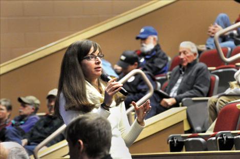 Melissa Hornbein, staff attorney for the Montana Reserved Water Rights Compact Commission, gives a presentation about the proposed Confederated Salish and Kootenai Water Compact. 