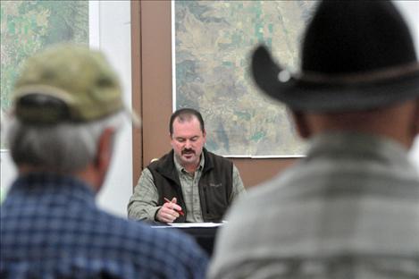 Flathead Joint Board of Control Chairman Boone Cole speaks to irrigators. 