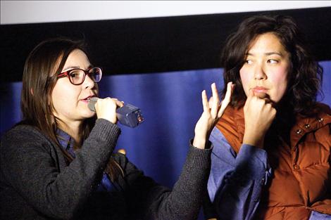 Brooke Pepion Swaney, left, producer of  local feature film “Bella Vista,” sits on the Montana filmmakers discussion panel with Vera Brunner-Sung. 