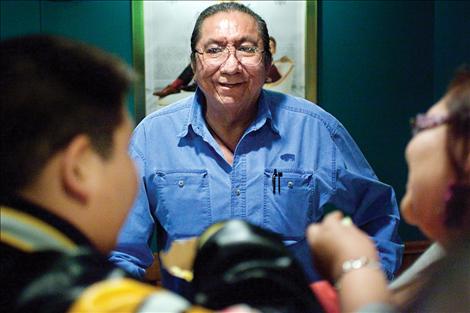 Left, Ernie LaPointe, great-grandson of Hunkpapa Lakota headman Sitting Bull, presented a film of the family tales and memories told to him about his grandfather.