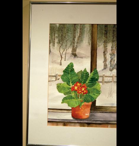 Nancy Gordon’s first watercolor painting is on display at theSandpiper Gallery in a memorial show honoring Gordon, who passed away in August of 2014.