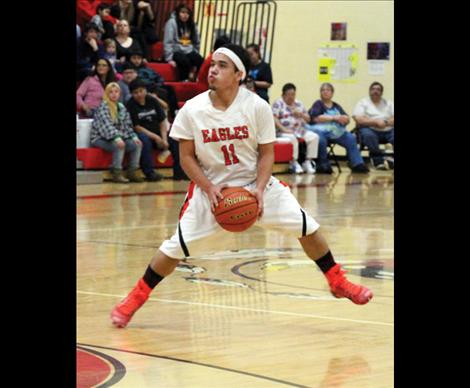 Eagle Alex Quequesah has been racking up points for Two Eagle River and has provided key leadership among his teammates.