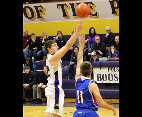 Pirate Tanner Wilson, pictured in a previous home game, scored 16 points Friday against Whitefish to help propel the team into Saturday’s Northwestern A divisional championship game.