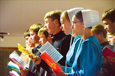 he St. Ignatius Amish community sings spiritual songs of hope to a packed crowd Friday evening