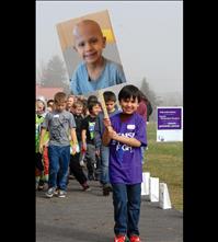 Young cancer survivor leads Recess Relay at Linderman School
