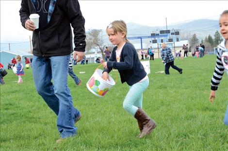 The St. Ignatius Chamber of Commerce hosted the Easter egg hunt at Mission High School’s  football field.