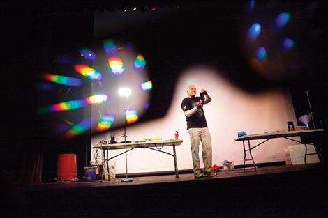 Glenn Govertsen, a retired Sentinel High School teacher known as “Mr. G,” gave a variety of science lessons using common objects Friday evening in Ronan.