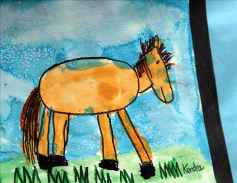 Cherry Valley kindergartner Kendra Brumwell’s horse hangs on the wall.