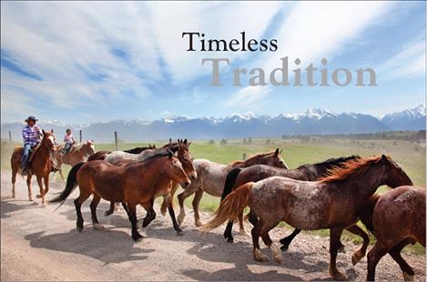 The Cheff family herds a group of about 100 horses and mules from winter pasture 28 miles east to their guest ranch. 