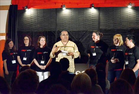 The TEDx Arlee team that worked behind the scenes is introduced at the event.