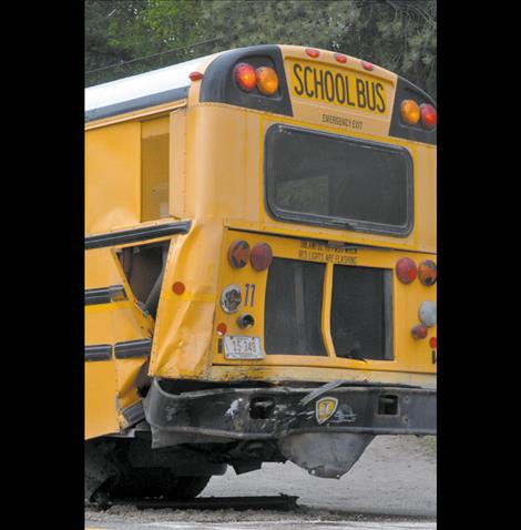 Both the school bus and pickup truck involved in a Highway 35 crash were totaled. School children who reside along Highway 35 will be taking a rental bus to school for the rest of the school year. 