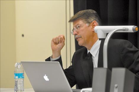 Superintendent Bob Lewandowski tells St. Ignatius school board members about their options for creating next year’s school calendar. 