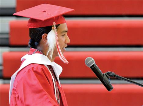 Zach Felsman gives the valedictory address. 