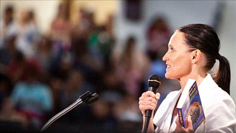 Lieutenant Governor Angela McLean gives the commencement address Saturday at Salish Kootenai College.