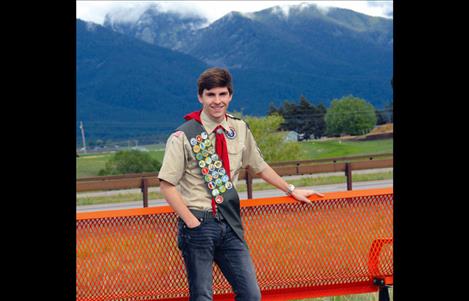 ndrew Koehler stands by one of the two benches he fundraised for and placed between Ronan and Pablo for his Eagle Scout project.