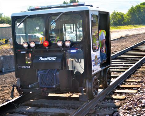 A railcar is detailed as a sheriff''s vehicle, complete with emergency lightbar.