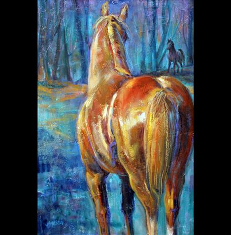 Joan Mason’s oil painting “Mr. Right … now” will be raffled as a fundraiser for the Killdeer Artisans’ Guild