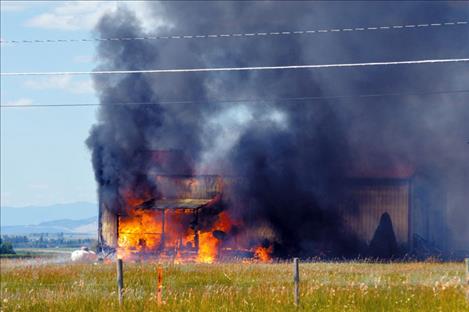 A fast-moving fire caused by a firework had fully engulfed a home with flames before emergency services made it on scene. 