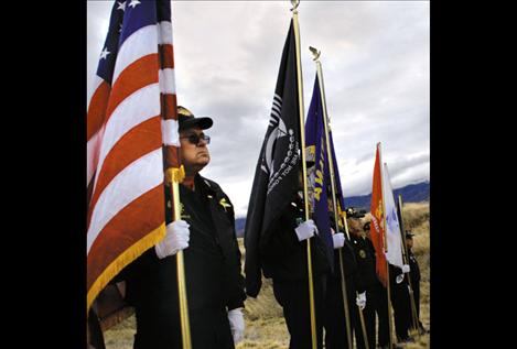 Members of the Mission Valley Honor Guard present the colors at the highway dedication.